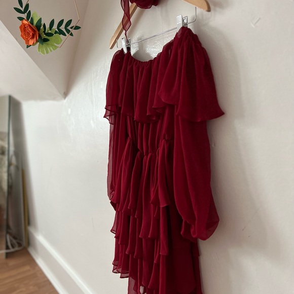 VTG 80s SILK CHIFFON red dress Toronto boutique Wayne Clark - Picture 11 of 11